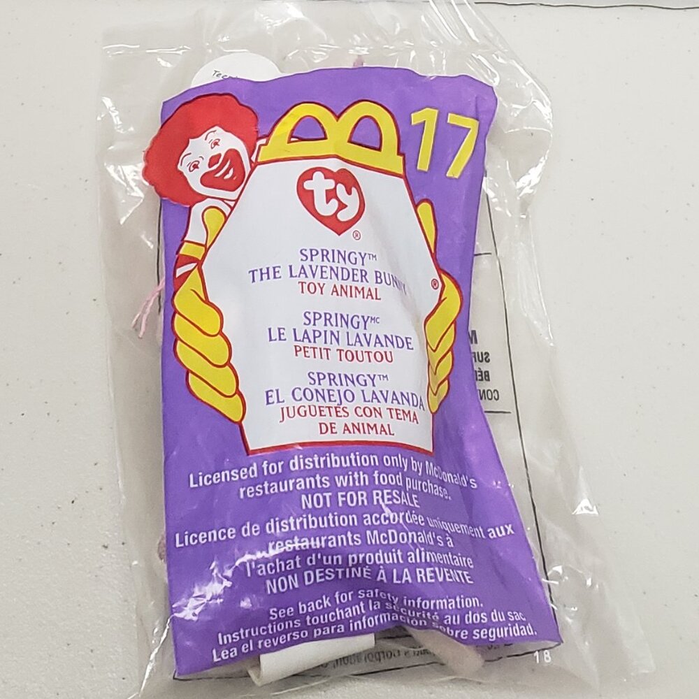 McDonald's Ty Beanie Baby Springy The Lavender Bunny